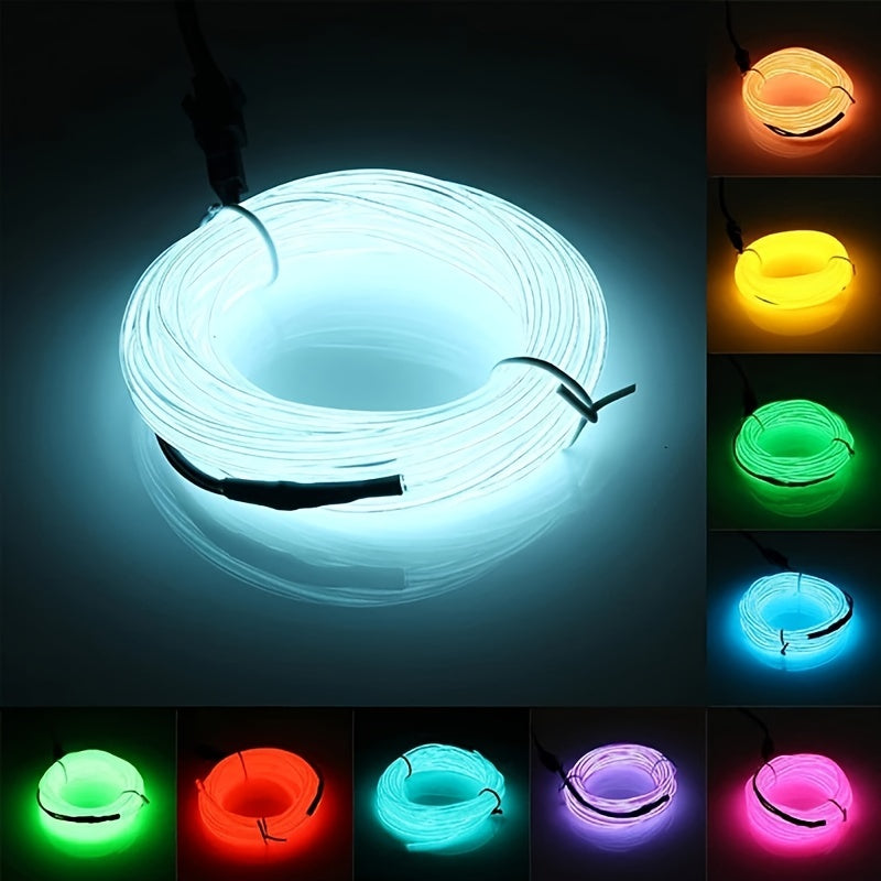 196.85inch Car Environment El Wire LED USB Flexible Neon Interior Lights Set RGB Lighting for Vehicle Decorative Accessories