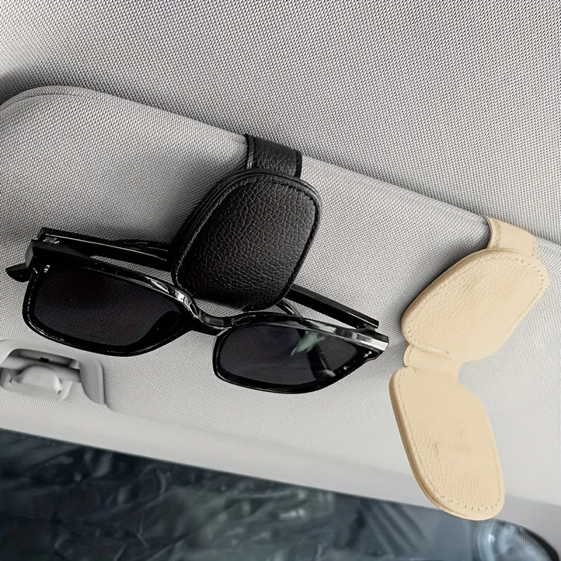 [1pcs Universal Sun Visor Glasses] 1pc Universal Car Sun Visor Glasses Clip, Pu Material, Auto Eyeglasses Holder, Vehicle Interior Accessories, Eyewear Storage Bracket